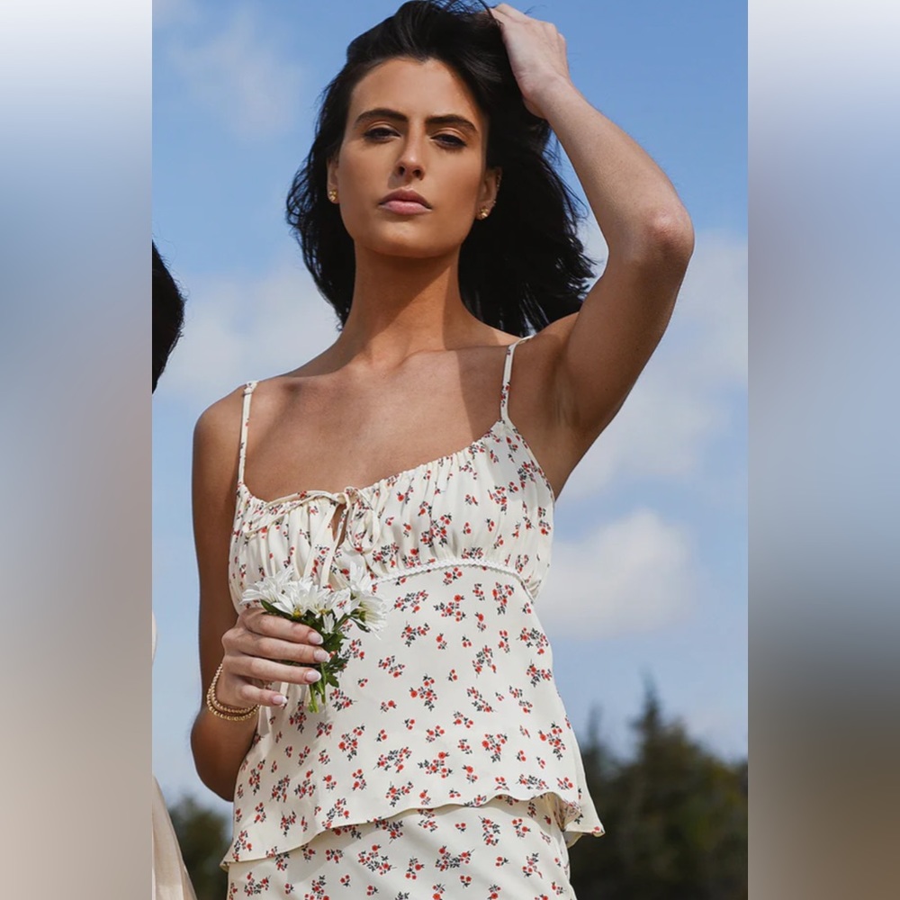 Ciao Lucia Silvana Crepe Floral Tank Top Jardin Large NWT Feminine Cottagecore